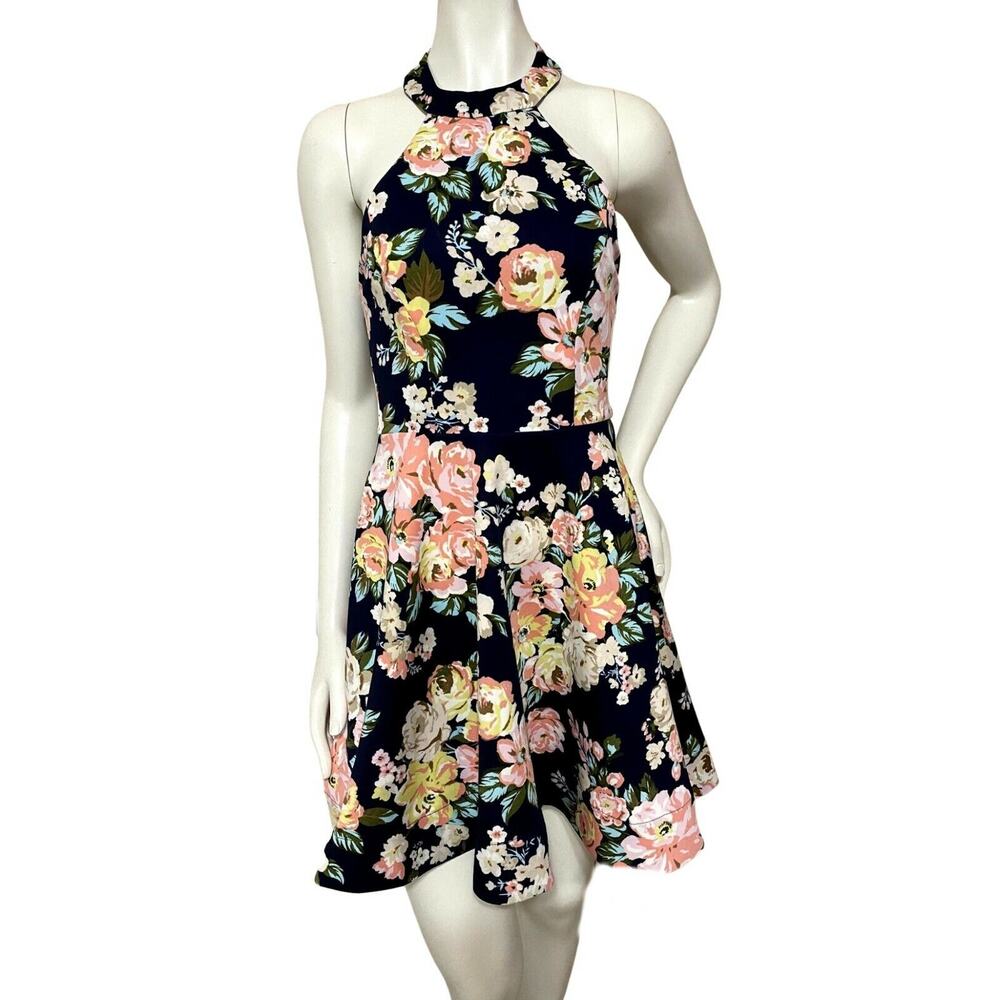 NWT B. Darlin Halter Multi-Colored Floral Short Dress Size 1-2